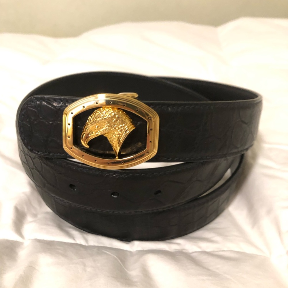 Stefano Ricci Black Matted Crocodile Leather Belt